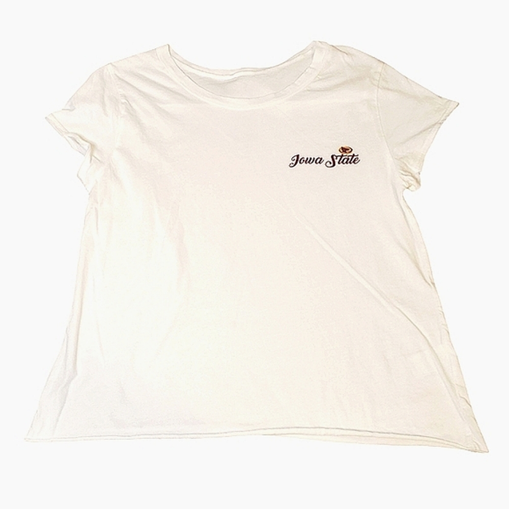 U-TRAU | Women's white Iowa State lapel short-sleeve t-shirt. Size medium. NWT.